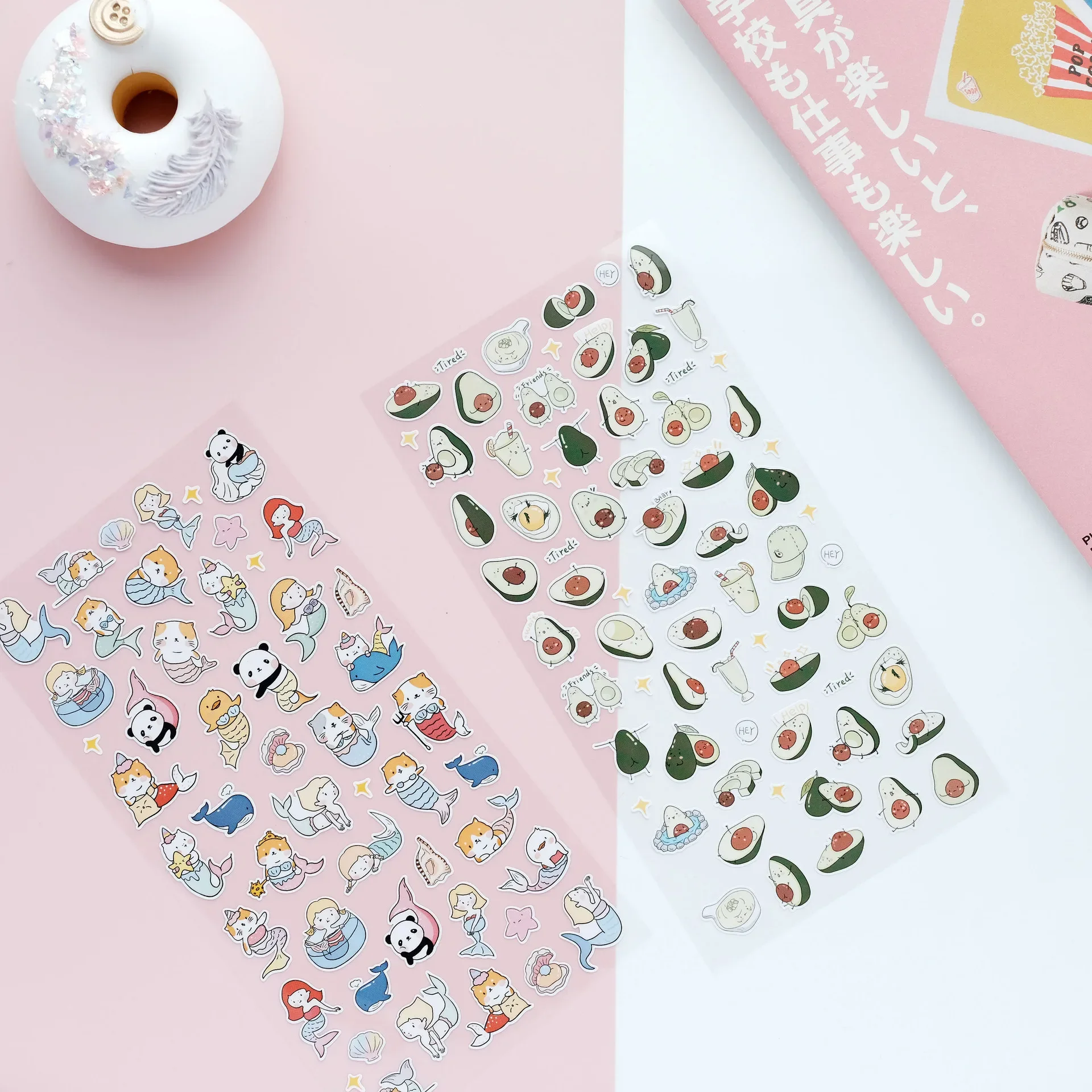 Koreański Import Nekoni słodki kociak syrena awokado Shiba jednorożec naklejki Scrapbooking Diy naklejki kalendarz biurowy Kawaii wystrój