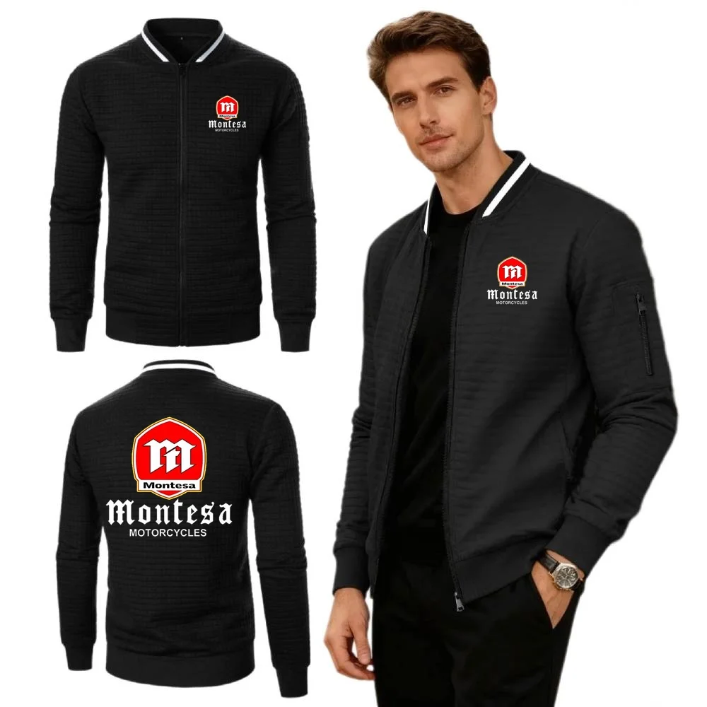 Montesa Motorcycle Jacket Hunting Cycling Sports Mens Sweatshirt Simplicity Baseball Collar Waffle Jersey Coat Youth Streetwear