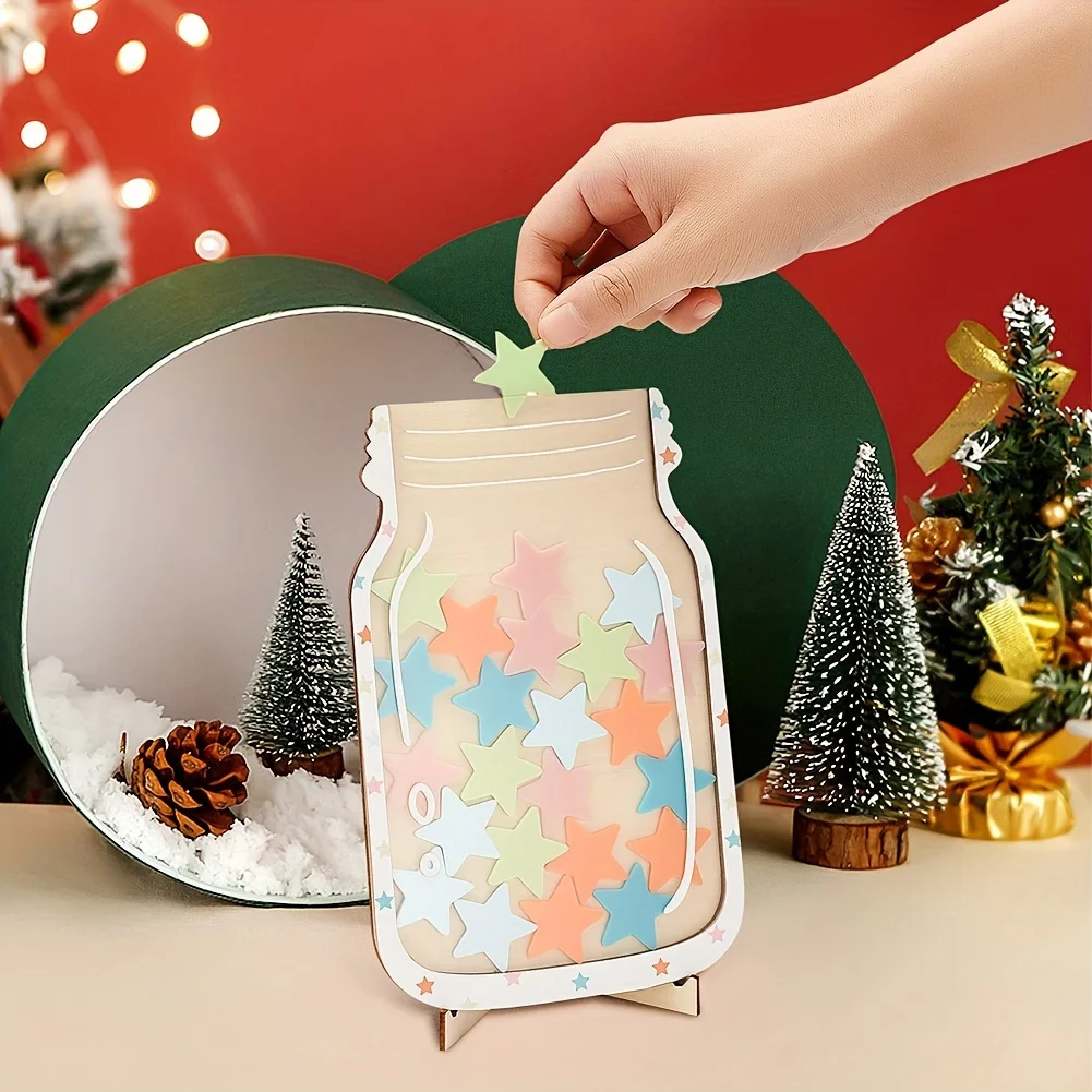 Small Wooden Classroom Star Reward Jar - Motivational Teaching Tool for Home and School, Perfect for Encouraging Good Behavior