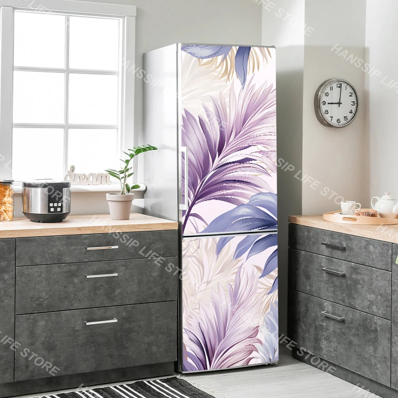 Romantic Flowers Refrigerator Sticker Plain Wallpaper Removabke Kitchen Cabinet Fridge Door Wrapping Cover Decals Floral Poster