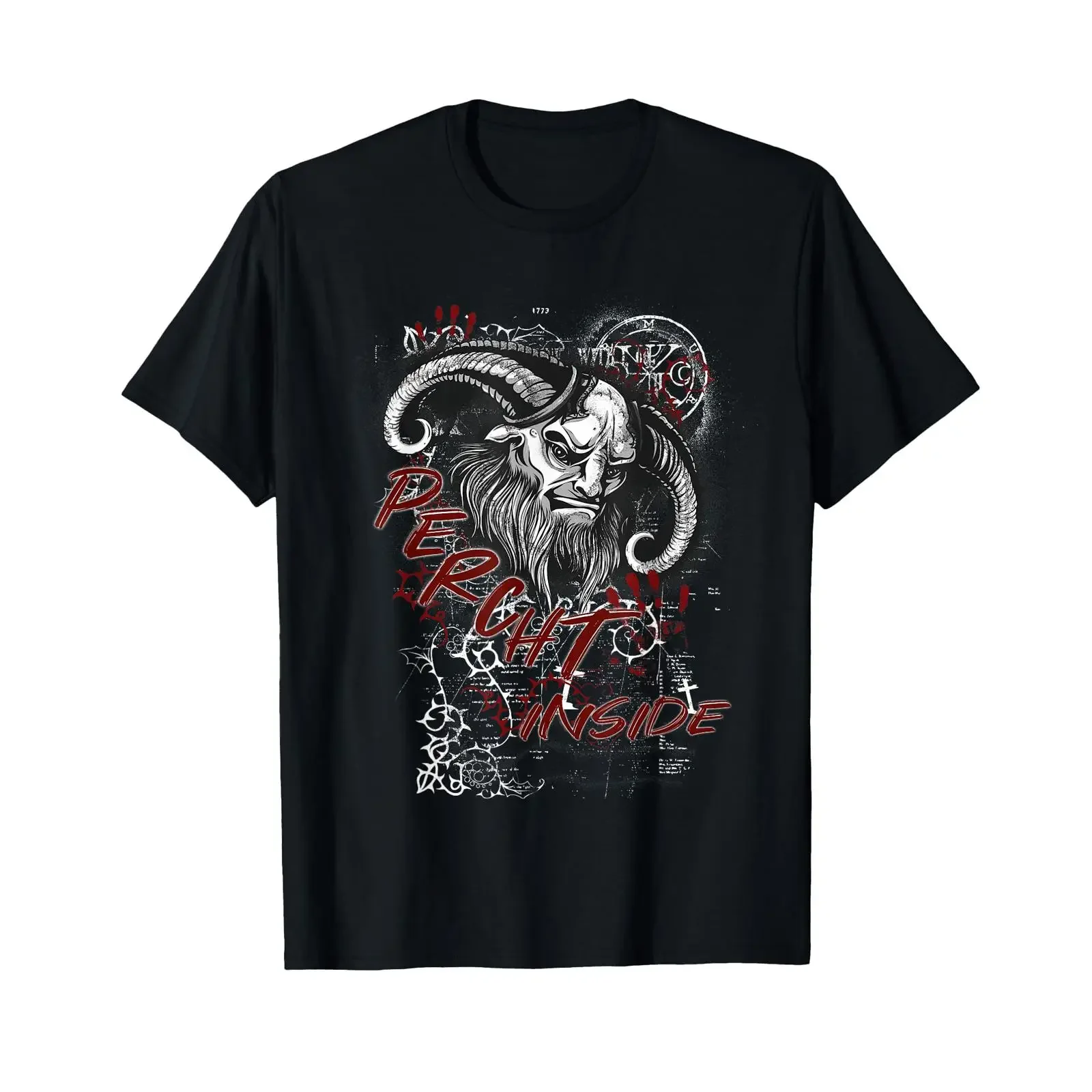 Percht Inside Costumes Krampus Devil Nikolo T-Shirt Vintage Washed Unisex Stretched Homme Casual Komfortabel Grafik Weich