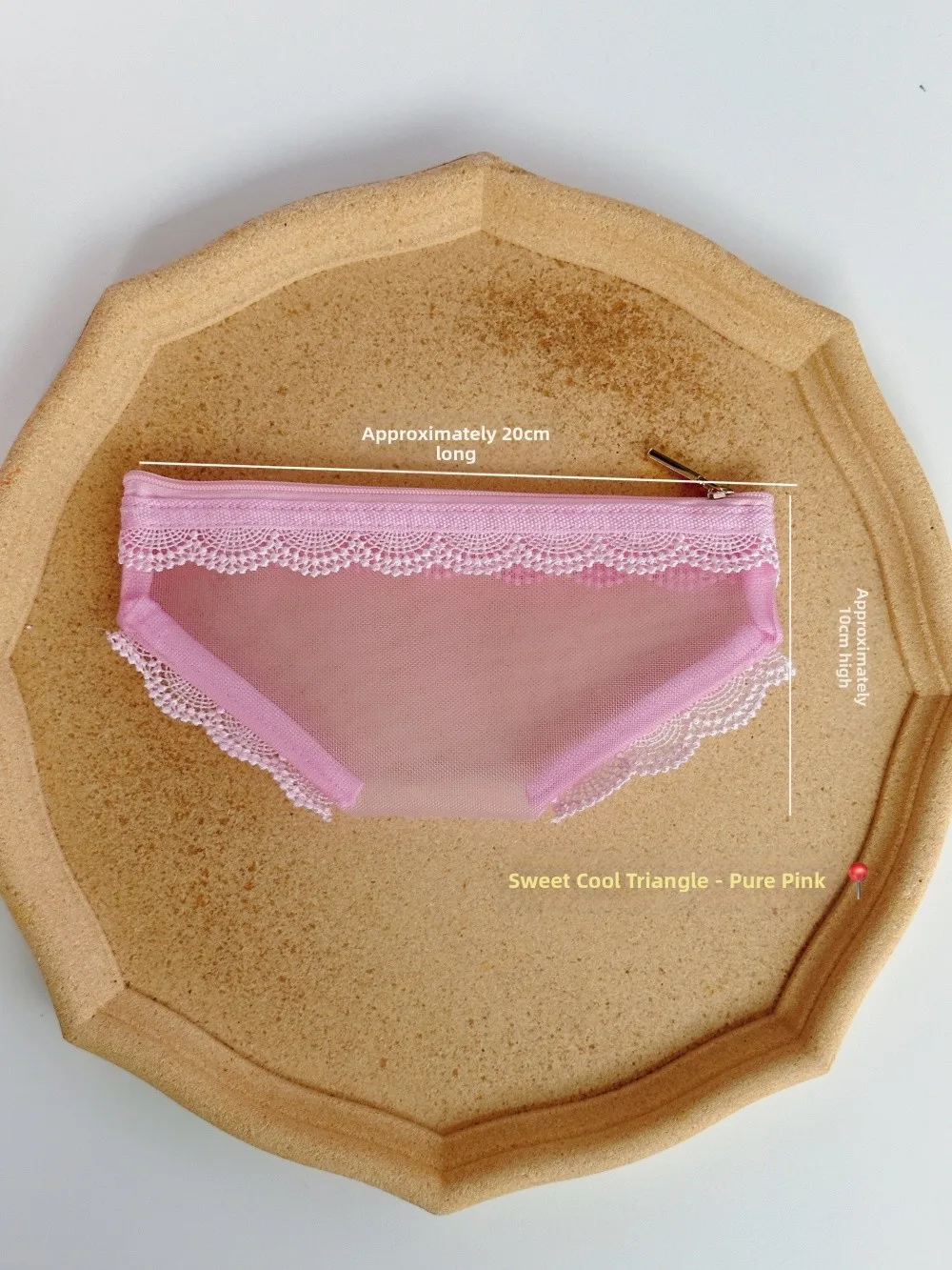Einzigartige Slip-förmige Kosmetiktasche Transparente Netz-Make-up-Aufbewahrungstasche Y2K Spitzen-Herz Toilettentasche für Reisen – Detail 2