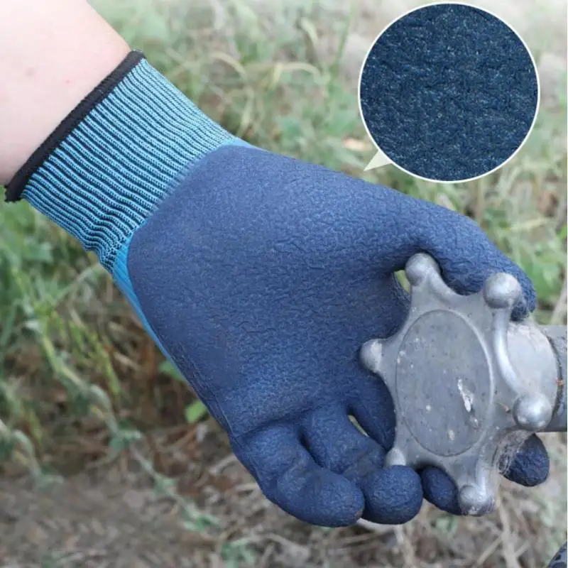 1 Paar öl- und wasserabweisende, rutschfeste, wasserdichte Handschuhe, mit Nitril beschichtete Arbeitshandschuhe für Gartenarbeiten, Reparaturen, Angeln und Sicherheitsarbeiten. – Detail 6