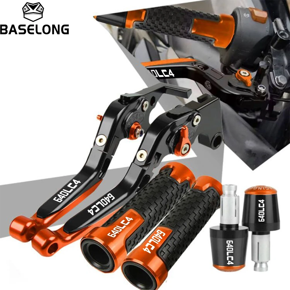 Motorcycle Handlebar Grips Ends Adjustable Brake Clutch Levers Hands For KTM 640LC4 640 LC4 Supermoto Enduro 2003 2004 2005 2006