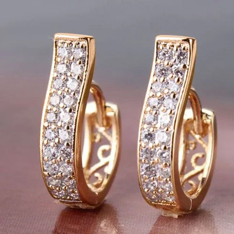 New High End Design Sense Earrings with Female Hollow Out Inlaid Zircon  Wedding Engagement Party Luxury Fashion Jewelry