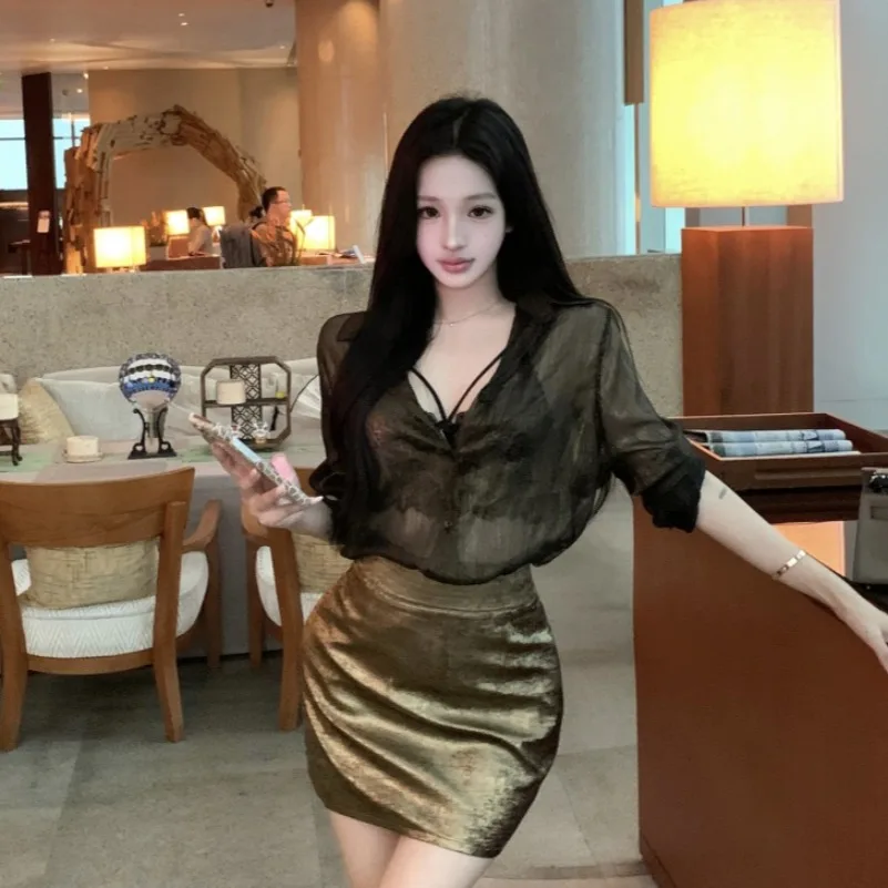 Hong Kong Sle Set Faion da donna Autunno Nuovo arrivo Profional irt e gonna Set gonna f-lunghezza antietà