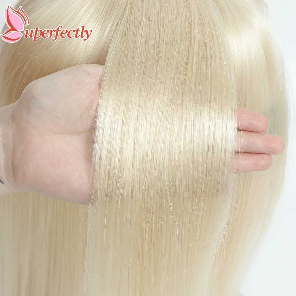 Uperfectly Straight Hair Topper For Women Real Human Hair Blond Hairpieces Machine Made Hair Toppers With 3 Clips Toupee