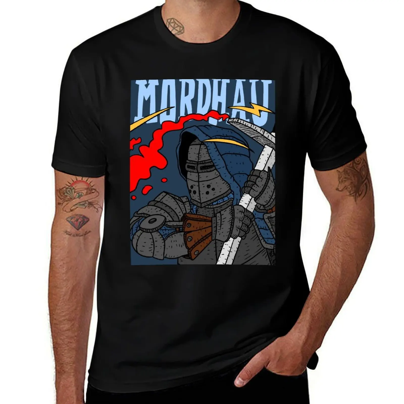 mordhau, the knight's sword chop. video game art. T-Shirt Festival Casual Short Sleeve T-Shirt