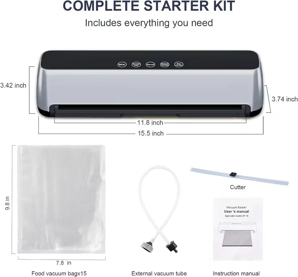 XIAOMI110V/220V Touch Food Vacuum Sealer Wet And Dry Dual-purpose Household Vacuum Packaging Machine With Free 10pcs Vacuum Bags