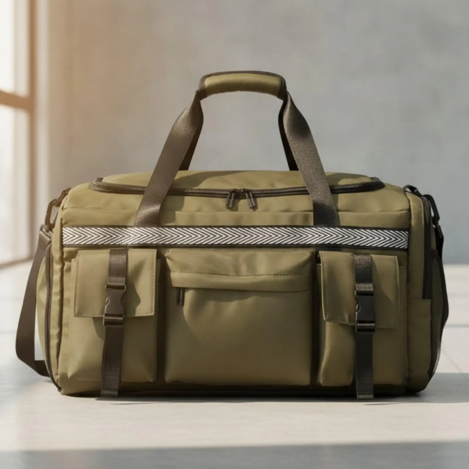 Travel Duffel Bag Water-Resistant Duffel Bag with Shoulder Straps Large Capacity Multi-Pocket for Travelers, Weekend Trips
