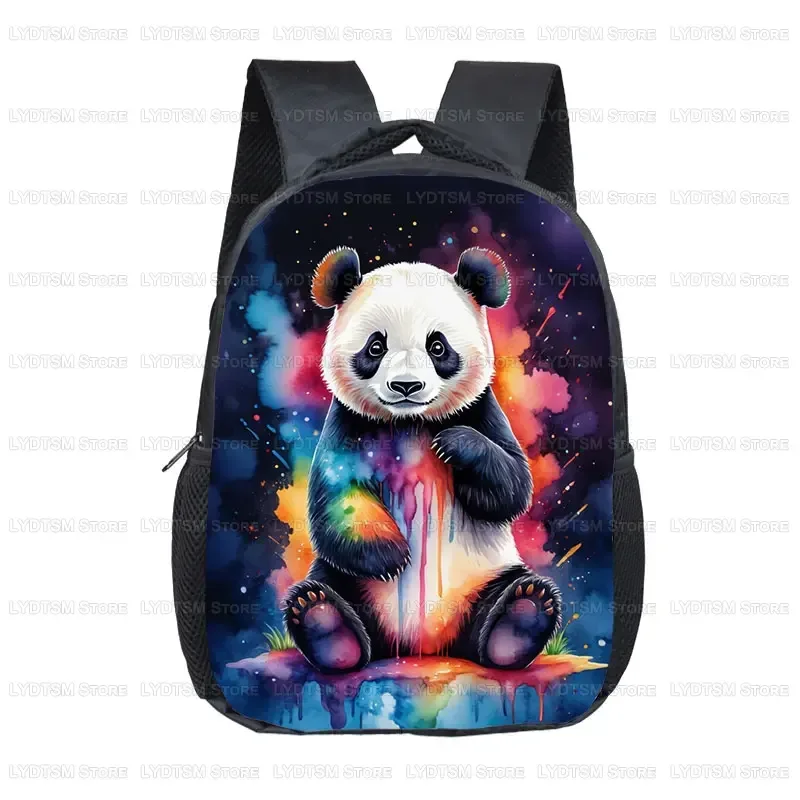 12inch Kids Cartoon Panda Backpack for Toddler 2‑4 Years Old Colorful Animal Children School Bag Preschool Kindergarten Bookbag