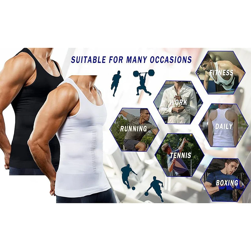 1-2 Stück Herren Shapewear Kompressionsshirt Bauchkontrolle Schlankheits-Weste Taillentrainer Körperformer Korsett Unterwäsche Hohe Elastizität – Detail 5