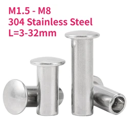 M1.5 - M8 A2 304 Stainless Steel Oval Head Semi-Tubular Rivets Flat Round Head Half Hollow Shank GB873 L=3-32mm