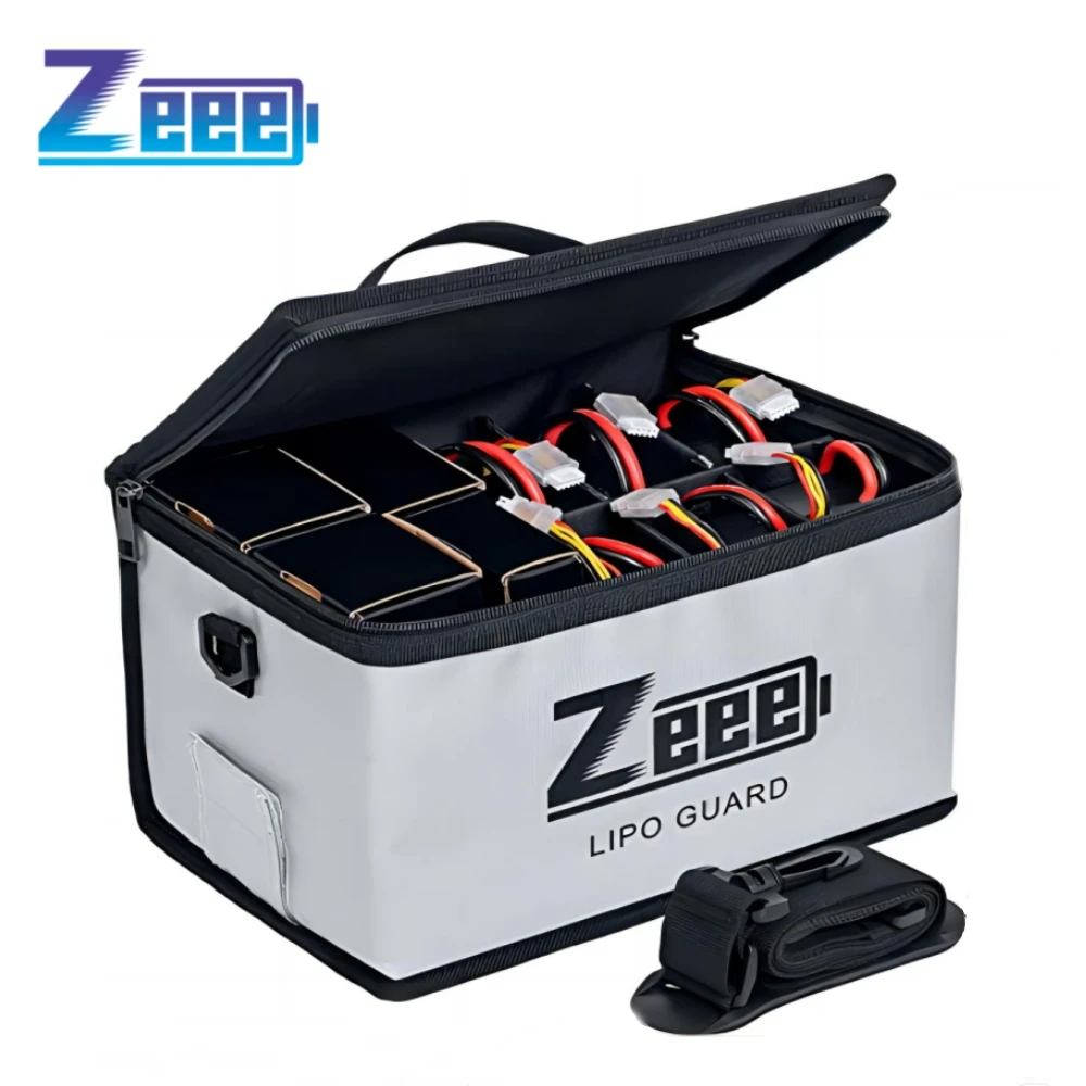 Zeee Lipo Safe Bag Battery Fireproof Bag Large Capacity Pouch for Storage Guard Charging 10 Cell Adjustable Battery Safe Bag