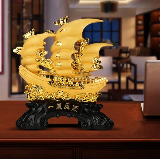 

Smooth Sailing Resin Home Ornaments Crafts Living Room Study Auspicious Decoration Office Desktop Shop Opening Decor Gift