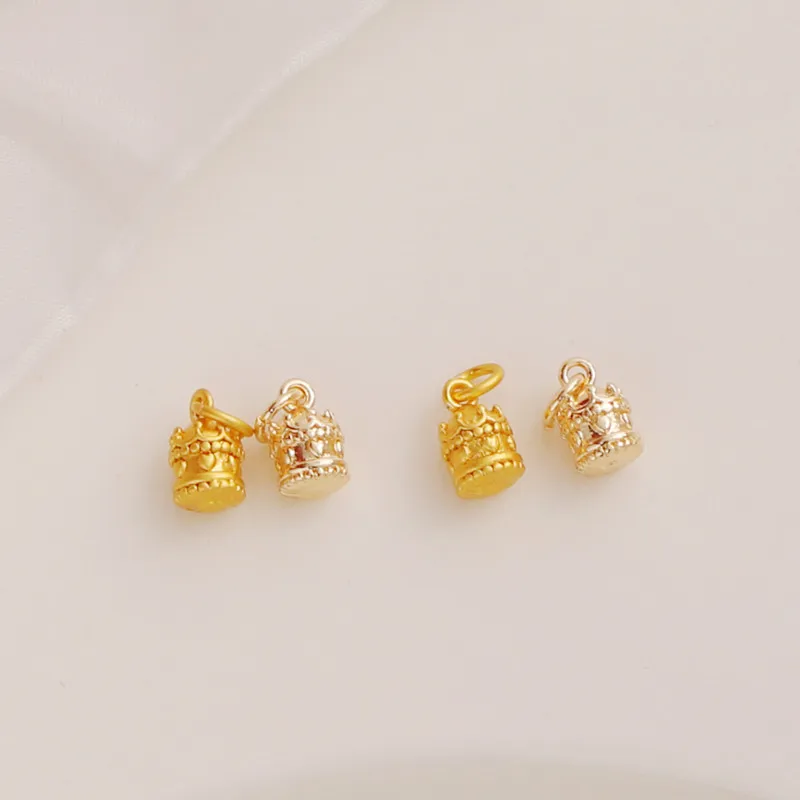 18K Matte Gold Carousel Heart Pattern Pendant DIY Bracelet Necklace Jewelry Accessories