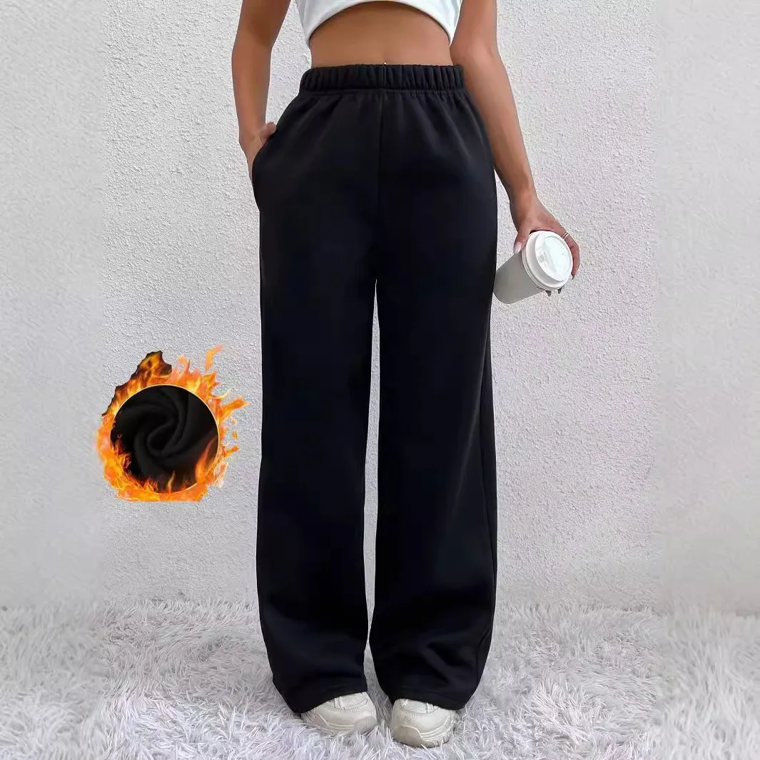 Autumn And Winter New Women's Velvet Warm Pants High Waist Hanging Casual Sports Daily Wear With The Opening Season