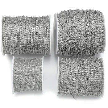 100 メートル 304 ステンレス鋼チェーン 1.2 ミリメートル/1.5 ミリメートル/2 ミリメートル/2.5 ミリメートルフラットケーブルリンクチェーンバルクジュエリー作成 DIY クラフト