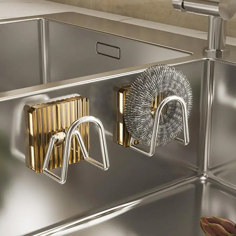 Drain Storage Shelf Multifunctional Self Adhesive Sink Sponges Rack Wall Mounted Dish Sponge Holder Kitchen Wall Hooks Accessory
