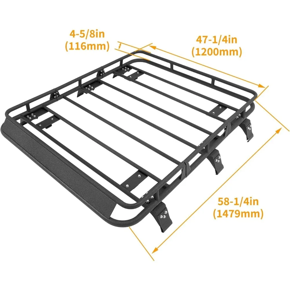 Cesta de carga para techo compatible con Jeep Cherokee XJ 1984-2001, portaequipajes para techo, portaequipajes de 140 libras, acero negro