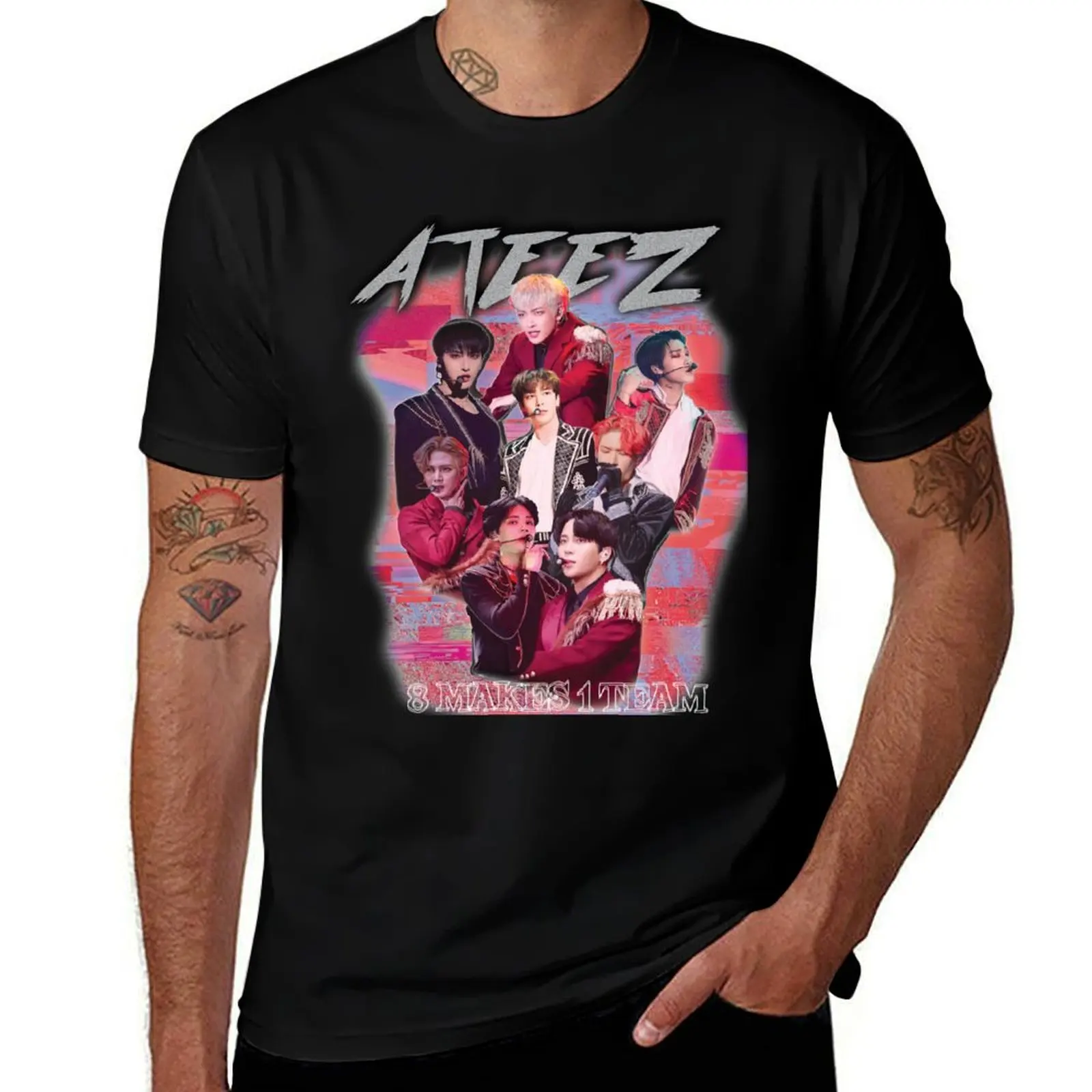 ATEEZ KPOP MERCH OLD RETRO KNOCK OFF INSPIRED MERCHANDISE T-Shirt Streetwear Print Tee Shirt T-Shirt