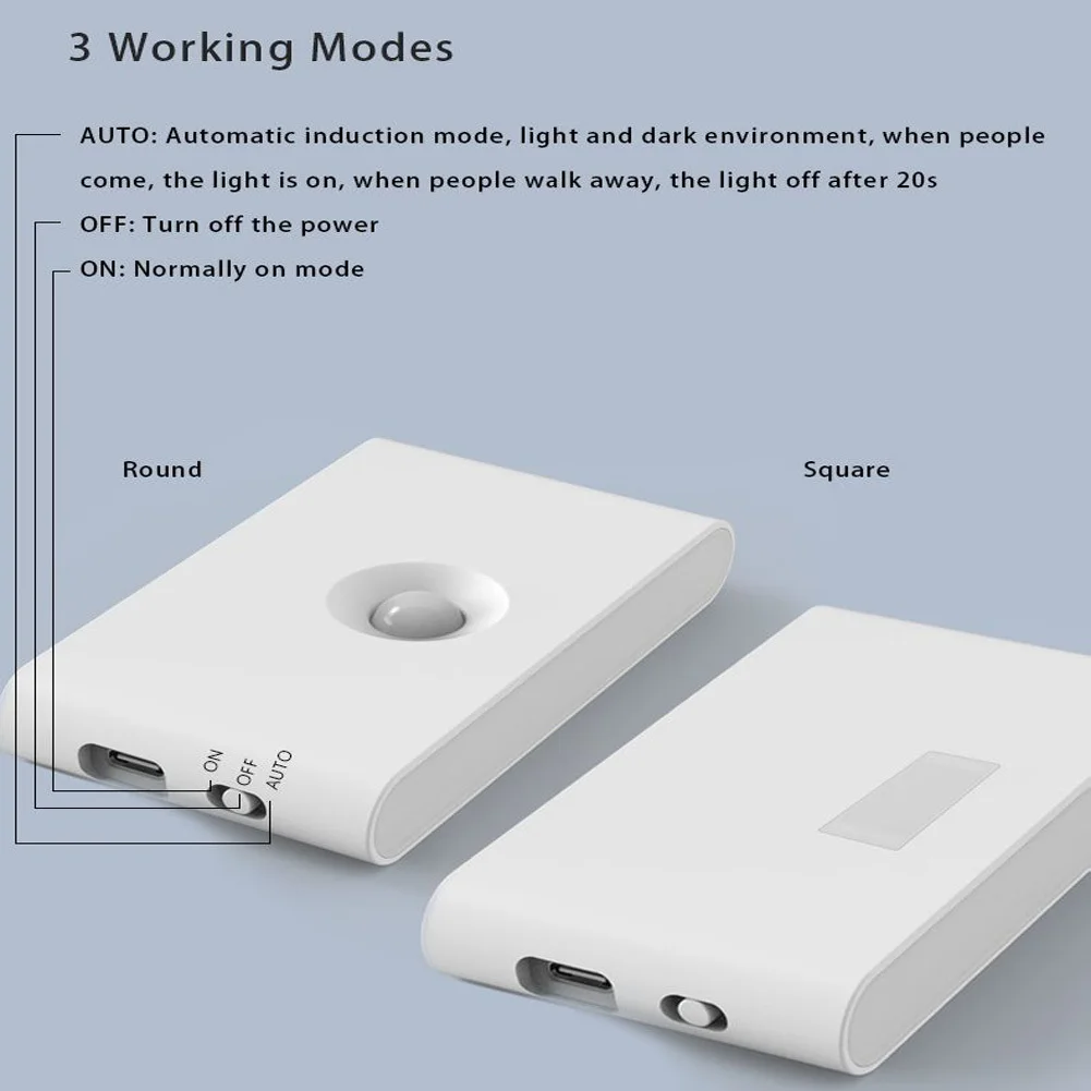ไฟกลางคืนอัจฉริยะไฟ LED แบบชาร์จไฟได้พร้อมเซ็นเซอร์ตรวจจับความเคลื่อนไหว Dusk To Dawn Sensor โคมไฟติดผนังแม่เหล็กพร้อม 3 โหมดสําหรับห้องนอน