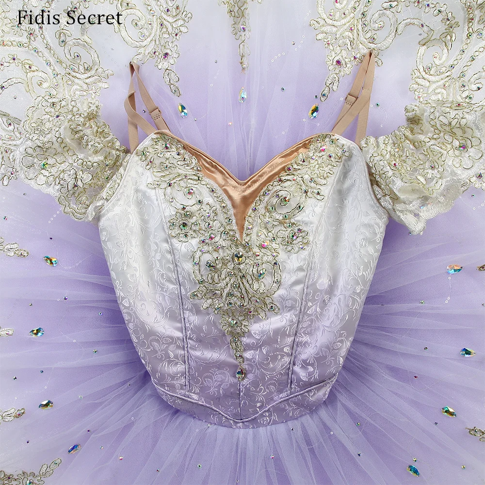 Ombre Purple Flower Fairy Princess Classical Platter Ballet Tutu,Girls Ballerina Concert Competition Professional Stage Costumes