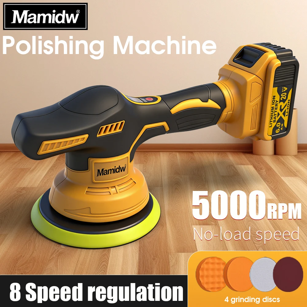 Mamidw Variable Speed Cordless Digital Display Polisher Electric Polisher Auto Car Waxing Machine Disc Sand Grinder For Dewalt 2