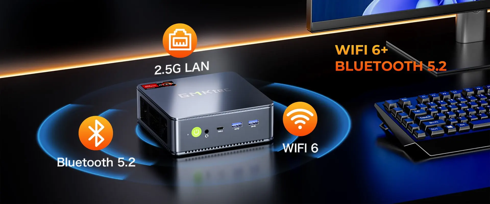 GMKtec M6 Ultra Mini-PC AMD Ryzen5 7640HS Mini-Computer 16GB RAM 512GB PCIe3.0 SSD Windows 11 Pro Dual 2.5G LAN Desktop-PC – Detail 9