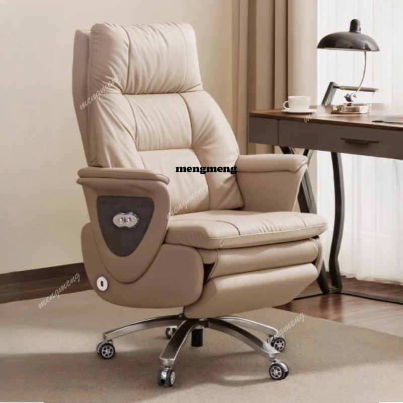 

Leather electric massage boss office chair comfortable sedentary ventilation heating high-end business can lie down for a nap