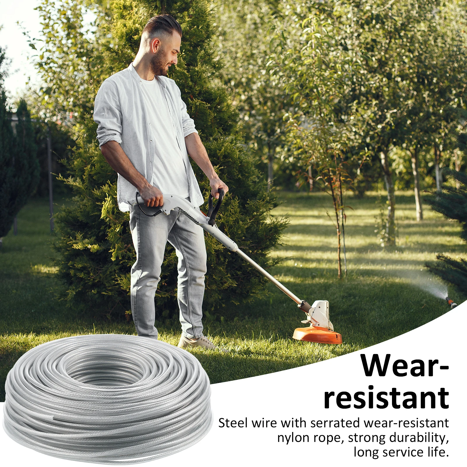 

Соломенная веревка, стальная лента, износостойкая нейлоновая триммерная леска для резки травы, ветки деревьев, леска для кошения, аксессуары для садовых инструментов