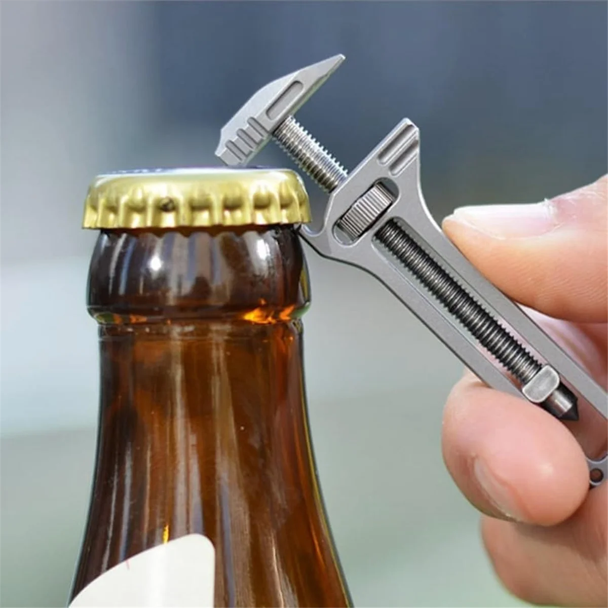 Mini Bottle Opener Wrench Rustproof Multi Tool Wrench Adjustable Pry Bar Portable  Keychain Can Screwdriver Tip