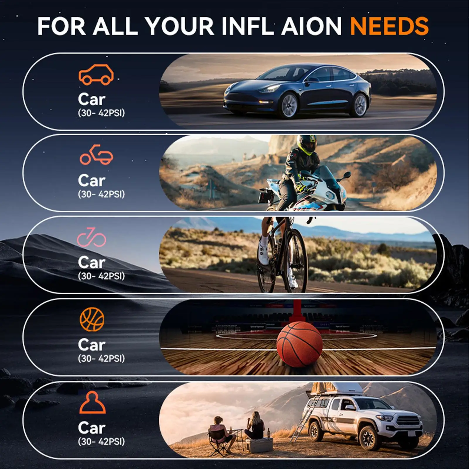 

Tire Air Pump Portable Rechargeable 150PSI Motorcycle Pump Tire Air Compressor For Auto Truck SUV Bike Motorcycle Balls