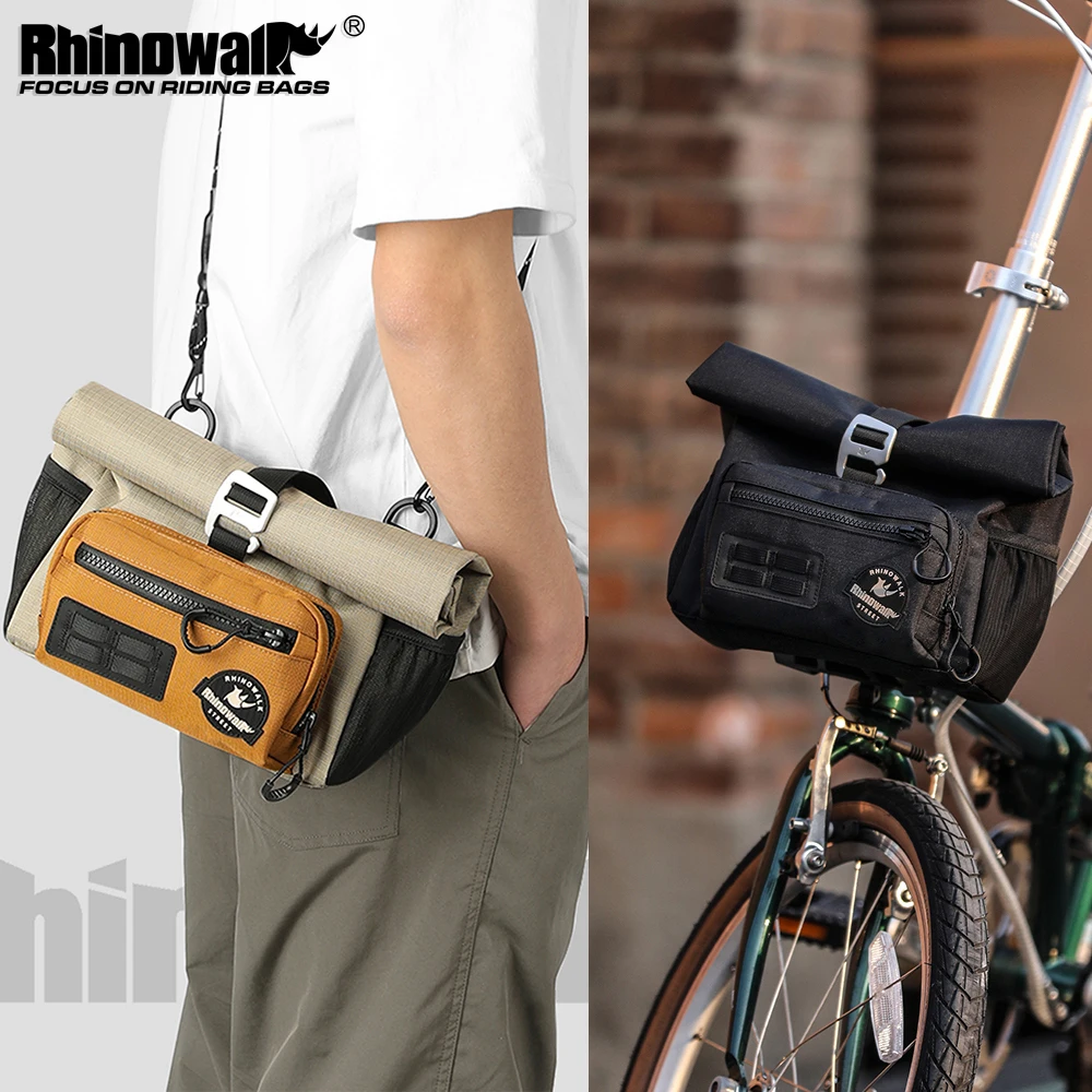 

Rhinowalk Bike Handlebar Bag Quick Release With Rain Cover Shoulder Strap For Brompton Folding Bike Shoulder Pack Urban Cycling