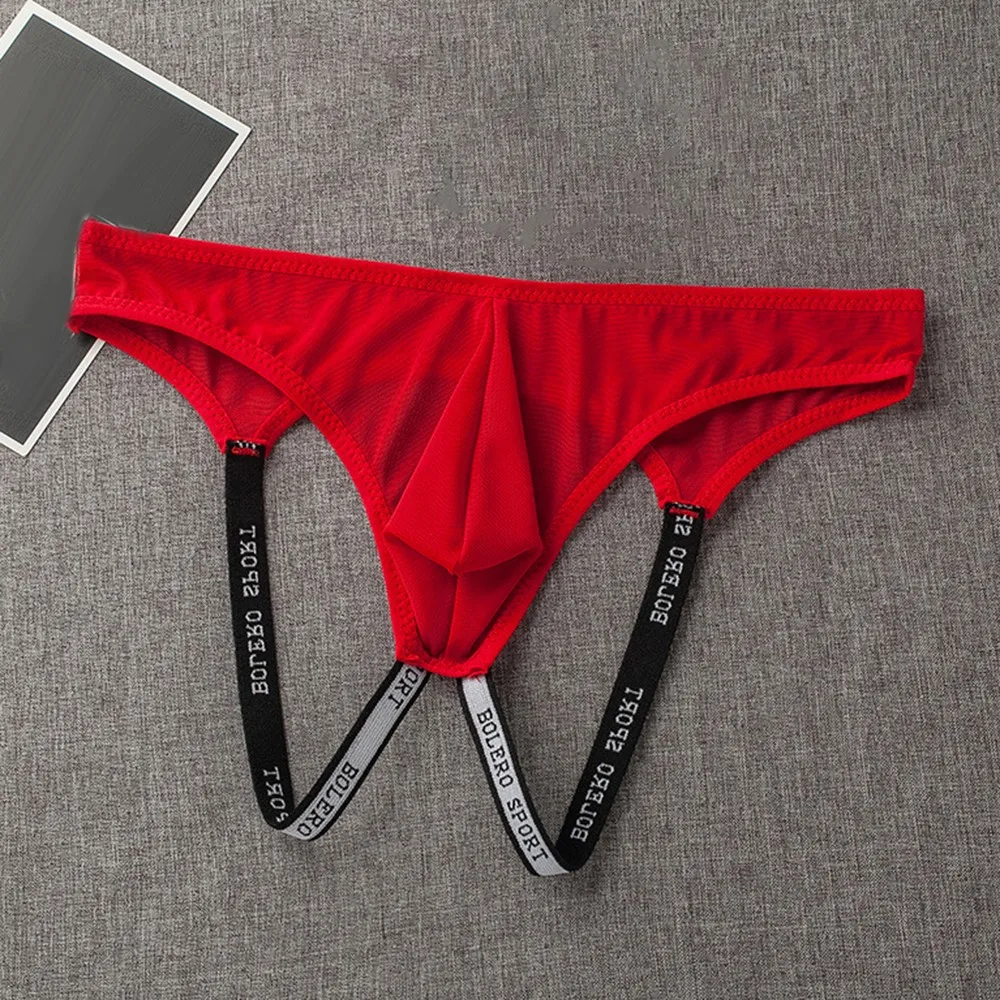 Men‘s Jock Strap Mesh Breathable Thongs Backless Open Crotch Pouch Jockstrap Briefs Thong Underwear Pump Man Underpants