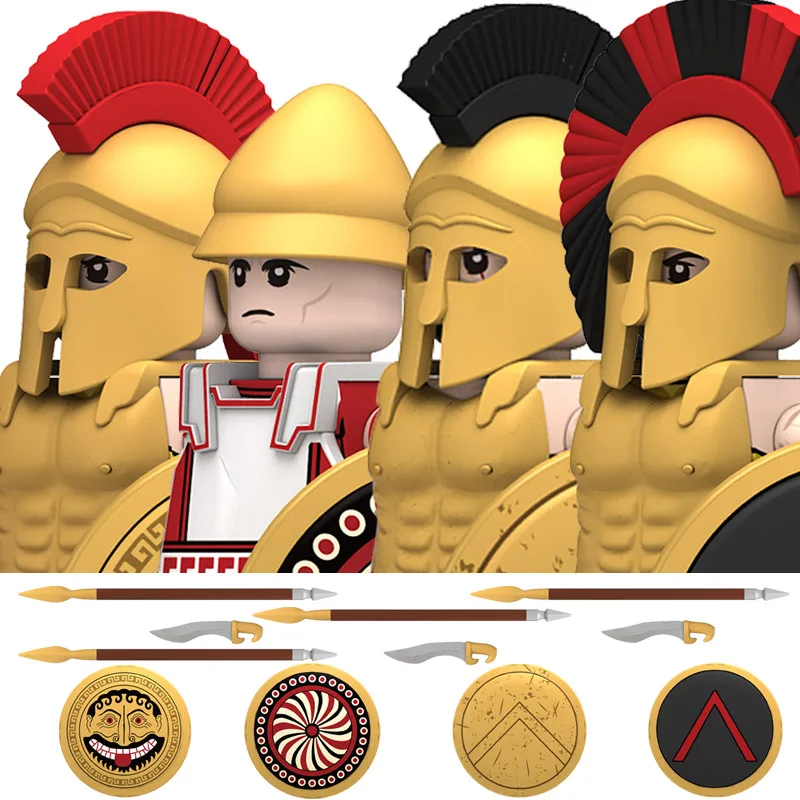 Militärische Bausteine: Griechische Serie Schwerer Infanterie-Soldatenfiguren – Athene, Korinth, Spartanische Hopliten, Legionstruppen-Spielzeug