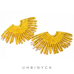 UHBINYCA Symmetric Sun Ray Stud Earrings for Women Gold Plated Stainless Steel Statement Earring Waterproof Jewelry Gift