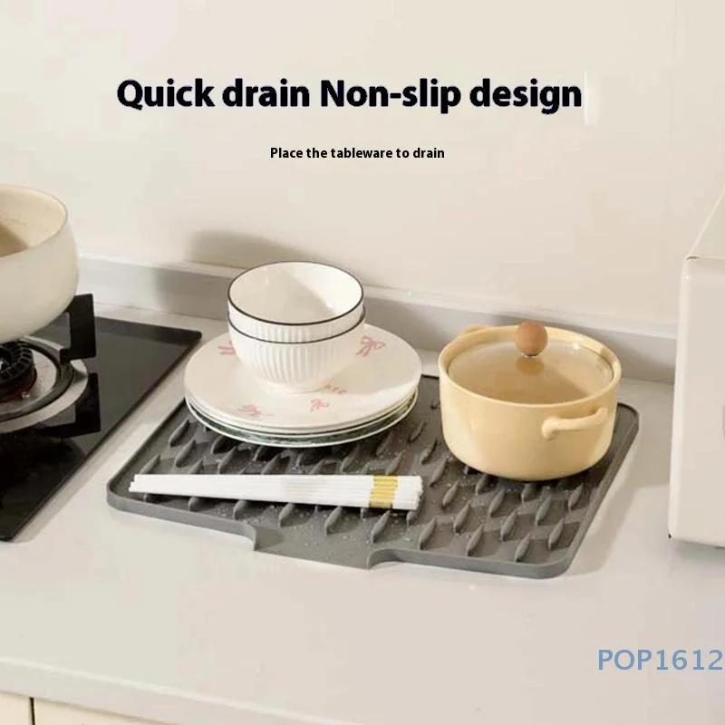

1Pcs Silicone Dish Drying Mat Pots Dish Drain Mat For Kitchen Tableware Non-slip Mats Anti-scald Coaster Kitchen Utensils