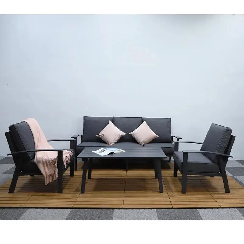 for Modern Design Metal Aluminum 4pcs Sofa Set All Weather Patio Garden Furniture Outdoor