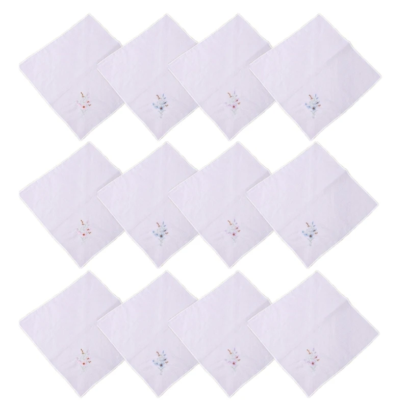 12packs Decorative Hankies Multipacks Handkerchiefs Polyester Handkerchiefs for Gifting and Personality Use