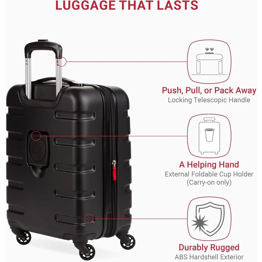 Expandable Hardside Carry-On Luggage with 360° Spinner Wheels, Lightweight & Durable for Frequent Travelers