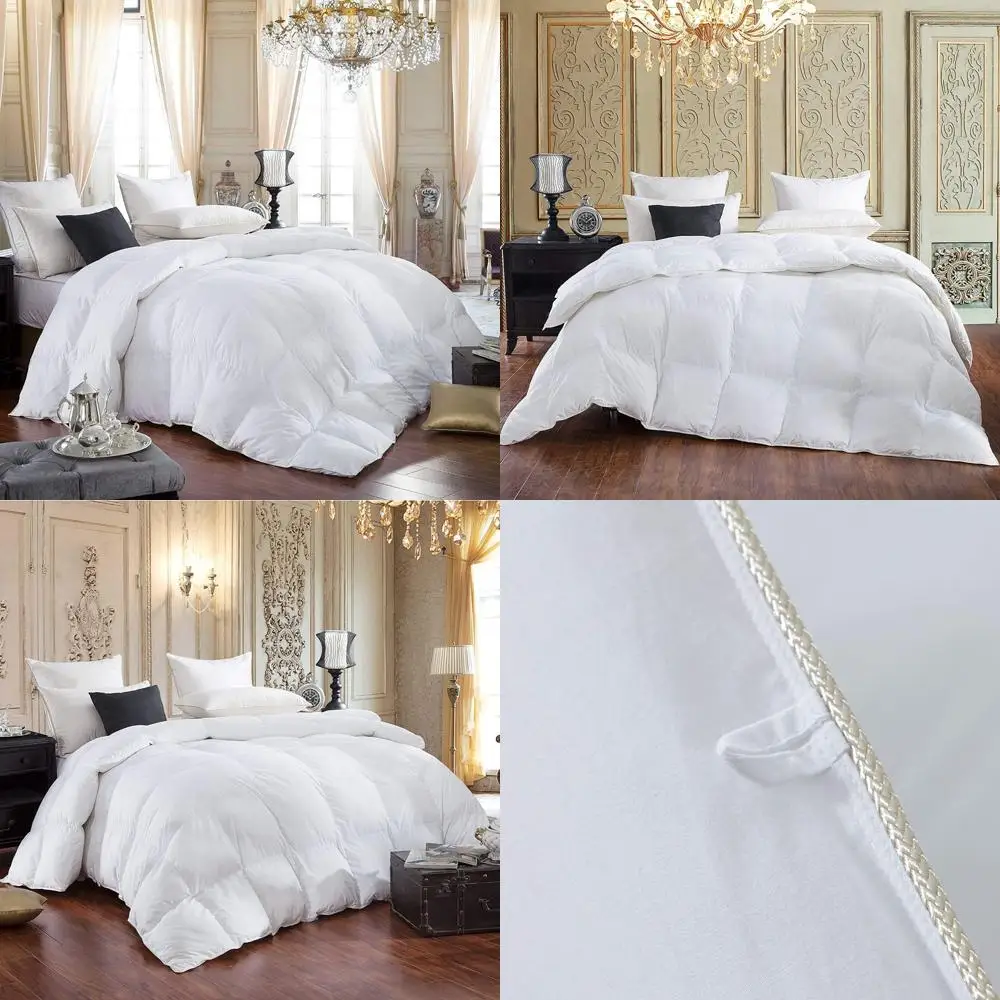 

Luxury Egyptian Cotton Siberian Goose Down Comforter, 50 oz. Fill, Twin Size, Solid White, High Thread Count