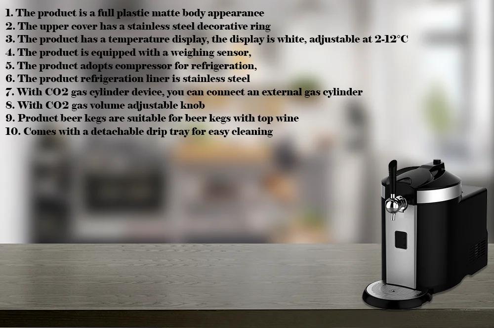 Distributeur électrique de bière froide Fraught, fût de bière, bière sèche/acier inoxydable Kegerator