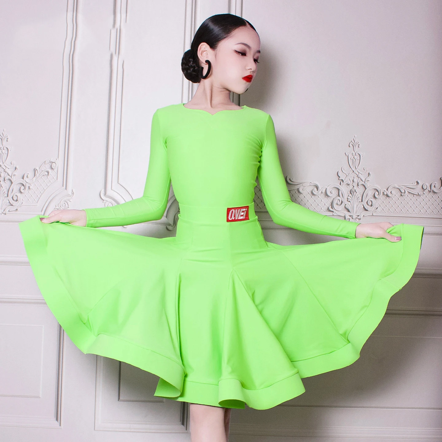 2026 Multiple Colors Fishbone Outfit Latin Dance Professional Regulation Clothes Girls Latin Dance Competition Costumes DW11225