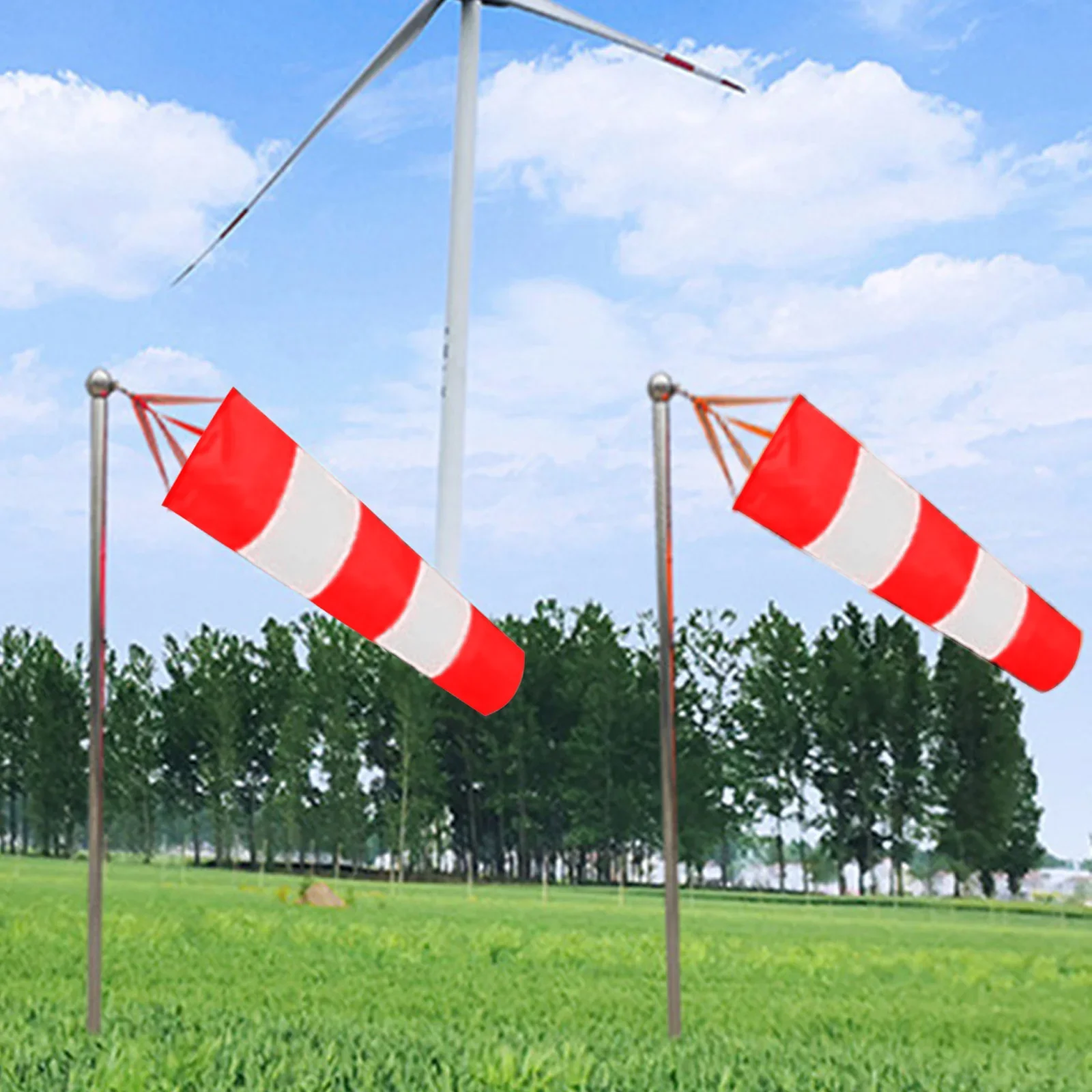 60/80/100cm Windsock Outdoor Wind Direction Measurement Reflective Belt Rip-stop Weather Vane For Airport Aviation Garden