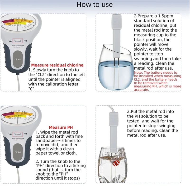 

【NEW】1 PCS ABS 2 In 1 Chlorine Water Quality Testing Device CL2 Measuring For Pool Aquarium