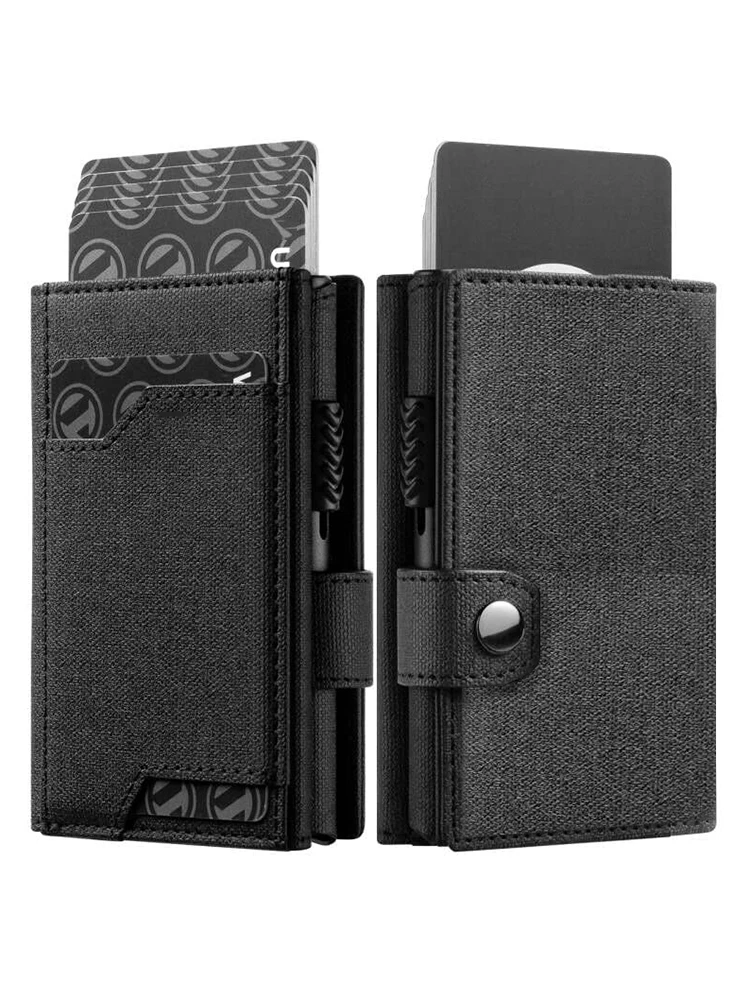 YATBEST Men's Card Package Aluminum Box RFID Anti-Theft Brush Large Capacity Pop-Up Card Clip Cloth Pattern Portable Wallet