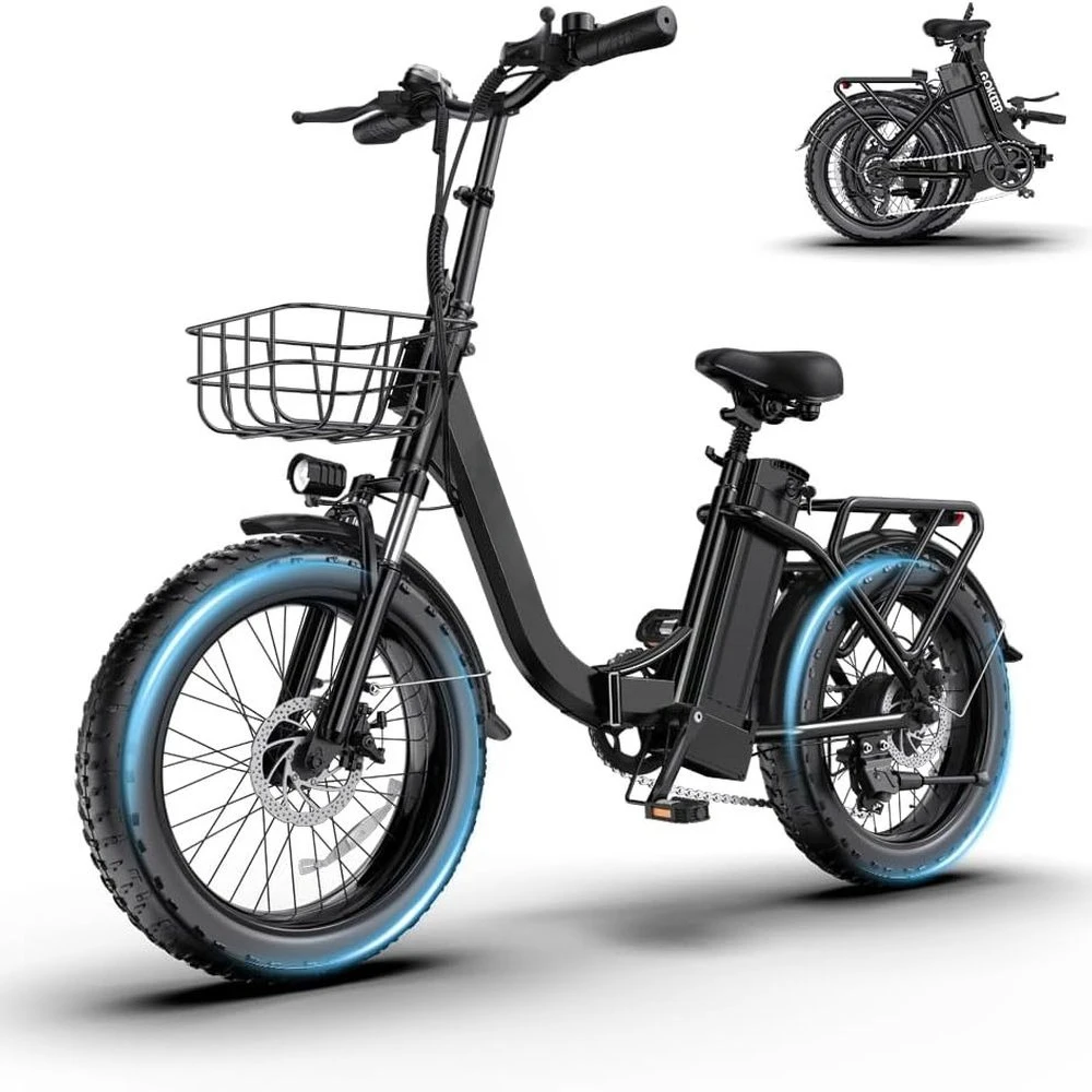 

Электровелосипед складной 1300 Вт, запас хода 120 км (75 миль) с системой PAS, съемная батарея 52В 13Ач, 20-дюймовые широкие шины и передняя подвеска, скорость до 45 км/ч, 7 скоростей