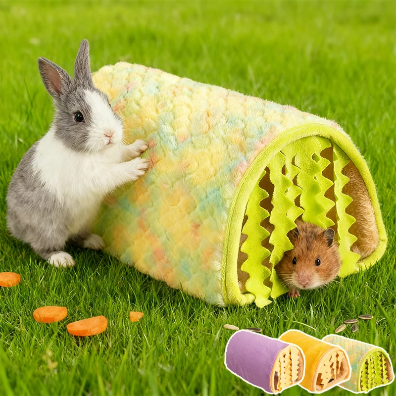 

Pet Tunnel Toy House Warm and Soft Plush Small Pet Nest All Season Universal Hiding and Playing House Removable and Washable Mat