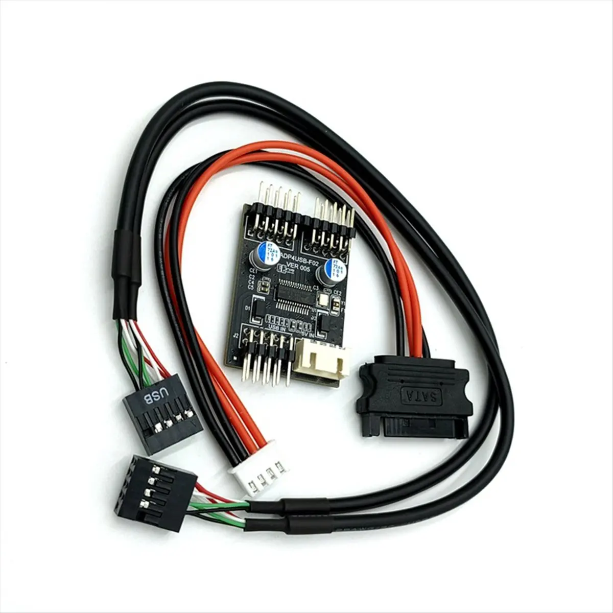 Replacement 9pin USB Connector 1 to 2 USB Extension Cable USB HUB USB2.0 9Pin Header Connector Adapter with SATA Power Cable